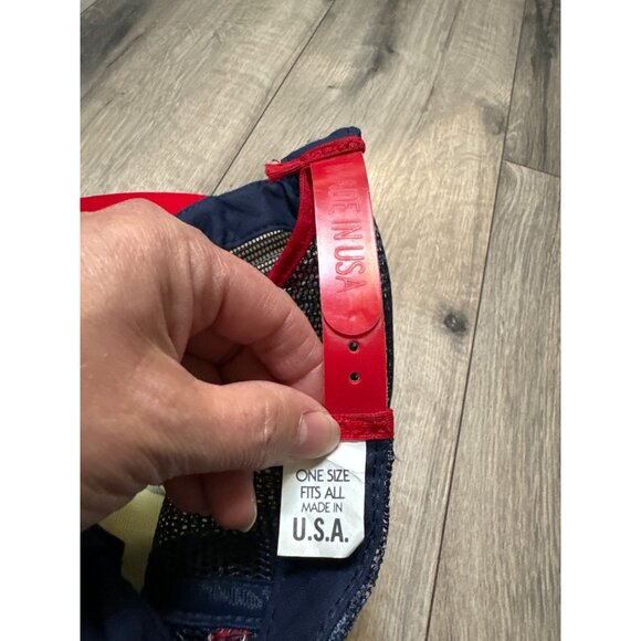 Vintage Arvin Tri Stripe Trucker Hat One Size Fits All Made In USA Navy & Red Me - Picture 6 of 7